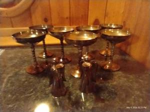 (8) Silver-Plated Goblets made in Spain & (2) Silver-Plated Angel Candle Holders