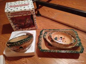 Country Snowman Stoneware Serving Set