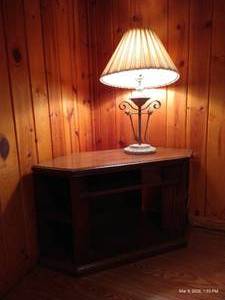 Corner TV Shelf & Lamp
