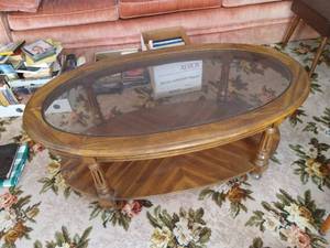 Oval Glass-Topped Coffee Table