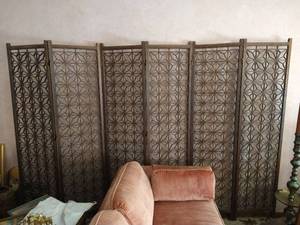 Vintage Mid-Century Asian 6-Paneled Wooden Room Divider