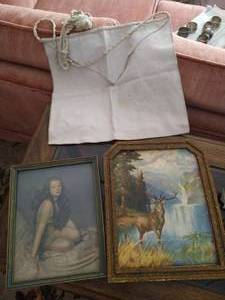 (2) Vintage Pictures & Vintage Masonic Initiation Apron