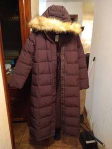 Ladies Size L LL Bean Goose-Down Filled Long Hooded Winter Coat