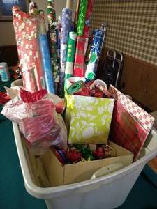 Large Tote of Holiday Wrapping Supplies