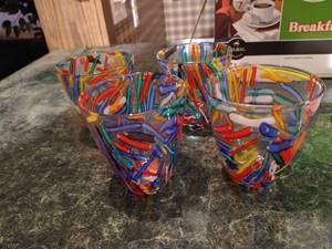(4) Colorful Confetti Glasses - Heavy