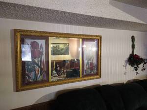 Decorative Mirror with Art & Hanging Ladle Planter