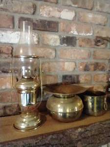 Brass Lamp, Spittoon, & Pot