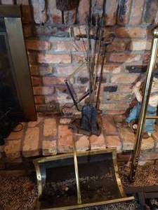 Fireplace Poker & Log Holder Set