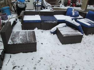 lot 10 image: Outdoor wicker style sectional sofa...