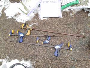 lot 35 image: Trio of 36in quick grip bar clamps...