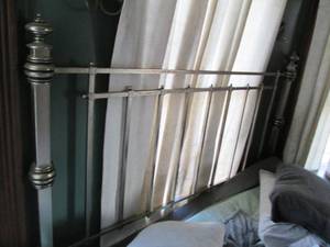 lot 209 image: King size metal headboard and footb...