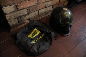 lot 106 image: ESAB Welding helmet with drawstring...