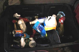 lot 127 image: Large coveted tote with a variety o...