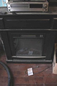lot 135 image: Electric Fireplace with mantle styl...