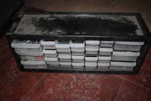 lot 136 image: Multi-drawer organizer with misc to...