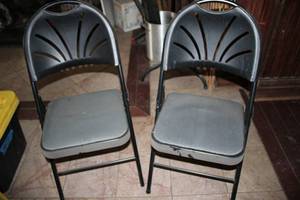lot 142 image: Pair of metal framed folding chairs...
