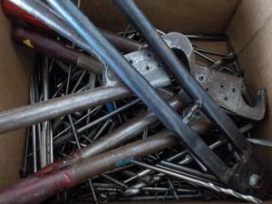 lot 123 image: Box of Drill Bits and Tools...