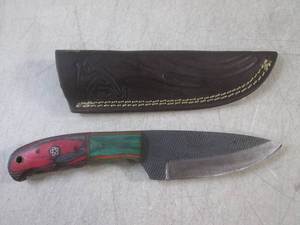lot 8 image: (FS) 8 Fixed Blade Knife with Leat...