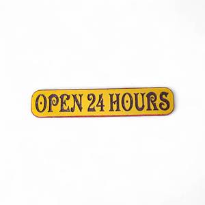 Wood Open 24 Hours Sign 30x6