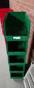 Lot of 5 Plastic Stackable Bins - 18 x 11 x 10, Green
