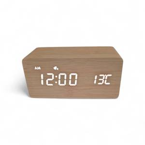 Wooden LED alarm clock digital desk clock with temperature display