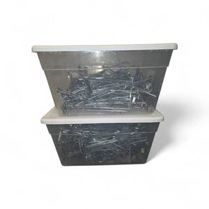 2 Bins of Slatwall hanger Rods