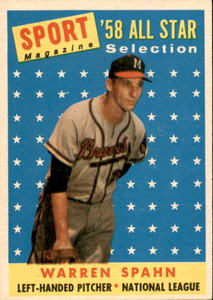 1958 Topps - Sport Magazine 58 All Star Selection Warren Spahn #494