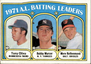 1972 Topps - League Leaders Tony Oliva, Bobby Murcer, Merv Rettenmund #86