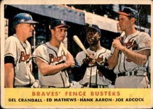 1958 Topps Milwaukee Braves Fence Busters Featuring Hank Aaron and Eddie Matthews