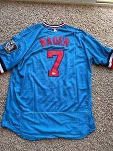 Joe Mauer Autographed Twins Jersey, Certified Authenticity by Beckett Authentication Service, Stitched Numbers and Letters, Baby Blue Color
