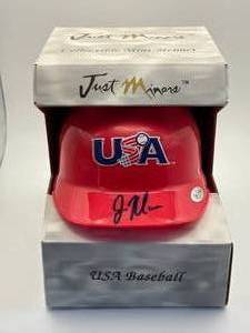 Just Minors Joe Mauer Autographed Team USA Mini Helmet, Serial Numbered 39/120, Rare, Just over 100 Were Made, Comes With Certificate of Authenticity and Original Box
