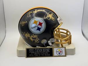 Pittsburgh Steelers "Steel Curtain" 1970's All Decade Team Autograph Mini Helmet, Mean Joe Greene, L.C. Greenwood, Ernie Holmes and Dwight White Rare NFL Collectible