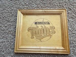 Minnesota Twins Wooden Carved Framed Collectible, Handmade Baseball Collectible