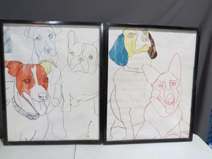 lot 24 image: 2 Piece Lot of Dog Art - 25 x 31