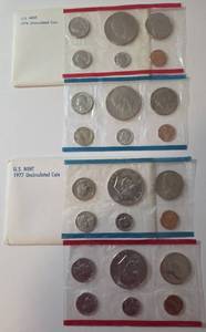 lot 6 image: US Mint Proof Sets from 1976 and 1977. 24 Coins