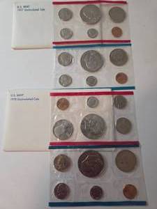 lot 7 image: US Mint Proof Sets from 1977 and 1978. 24 Coins