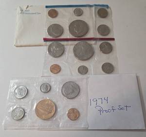 US Mint Proof Sets from 1974 and 1975. 18 Coins