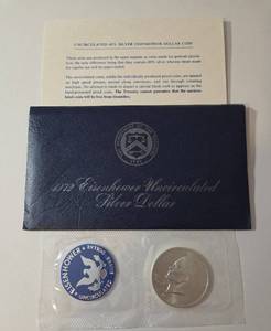 lot 30 image: 1972 Eisenhower Ike Dollar - Blue Label - 40% Silver