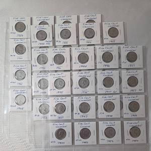 lot 41 image: 1930 - 1965 Five Cent Canadian - 45 Coins