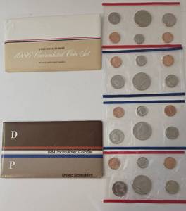 lot 95 image: 1984 and 1986  Uncirculated Coin Set - United States Mint - P and D