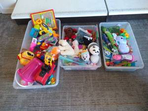 (3) Bins of Toys & Plushes