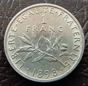 1898 France Silver 1 Franc