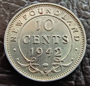 1942 Newfoundland Silver 10 Cents