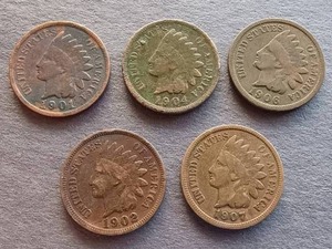 (5) Indian Pennies