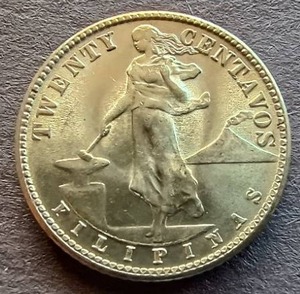 1944 Philippines Silver 20 Centavos