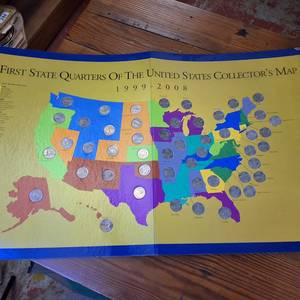 lot 124 image: First State Quarters of the United States Collectors Map - 1998 to 2008