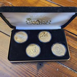 lot 133 image: Grand Casino Gilded Coin Collection in Collector Case � 4 coins total � Wildlife series