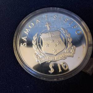 lot 140 image: 1979 Samoa Bicentary Captain James Cook   92.5% Silver  10 Tala Silver Proof coin 1 troy oz