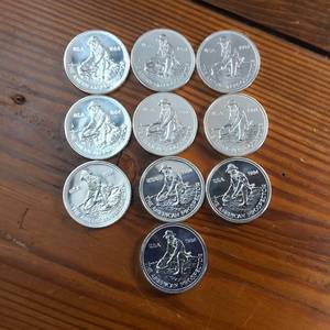 lot 71 image: Large Lot (10 coins) Bright Uncirculated 1984 ENGELHARD 1 oz .999 Bullion  Prospector