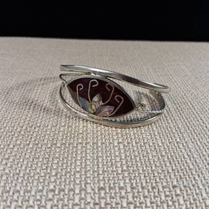 lot 103 image: Vintage - Abalone Inlay - Alpaca Mexico (Nickel-silver) Bracelet � Nice